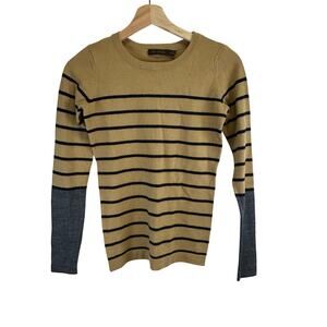 The Limited Brown Striped Wool Blend Crew Neck Long Sleeve Sweater Wmns Size XS